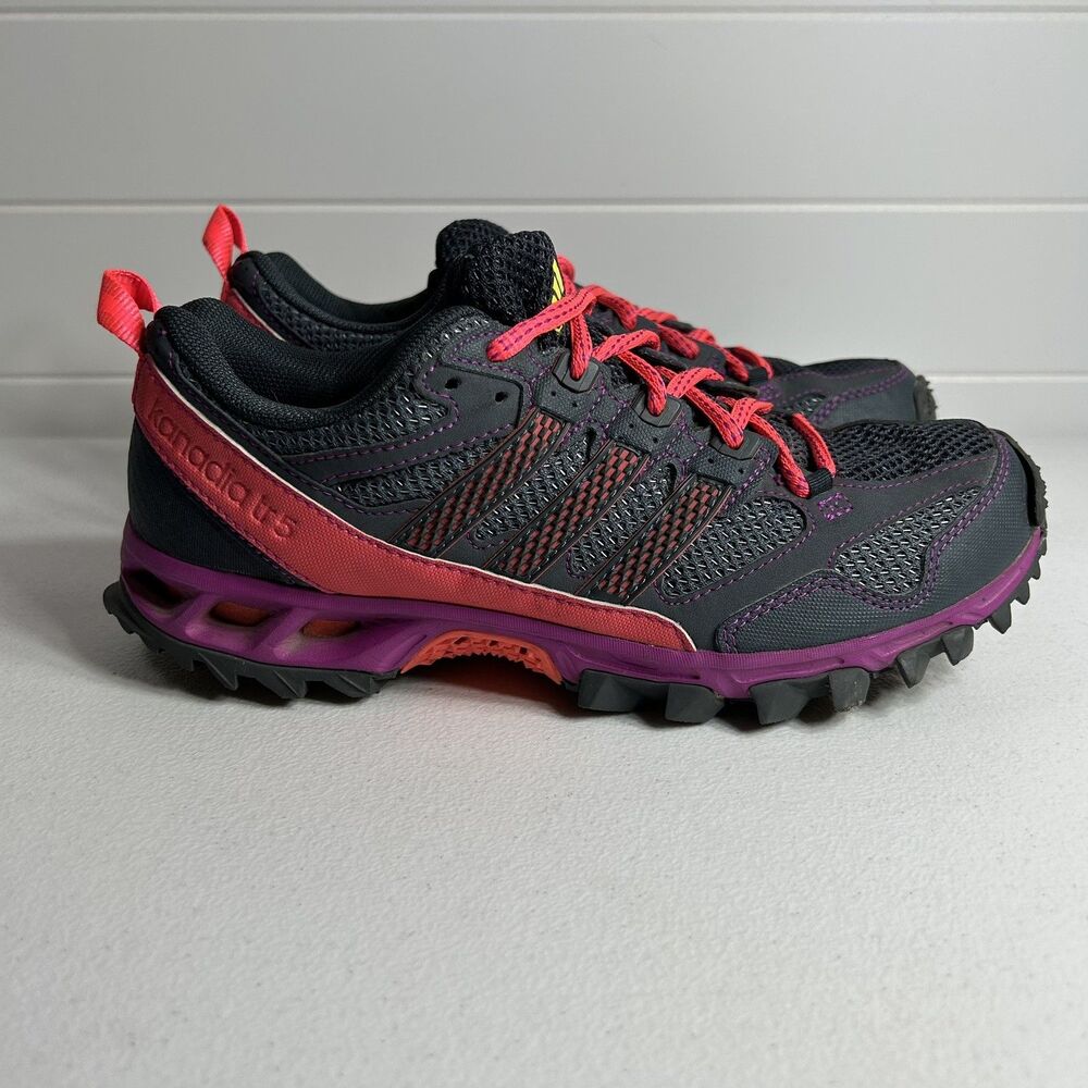 Adidas Kanadia TR 5 Trail Running Shoes Womens Size 7 Gray & Coral Athletic